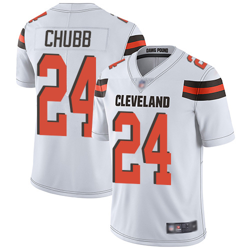 Cleveland Browns Nick Chubb Men White Limited Jersey #24 NFL Football Road Vapor Untouchable